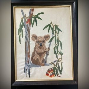 Vintage Large Koala Needlepoint